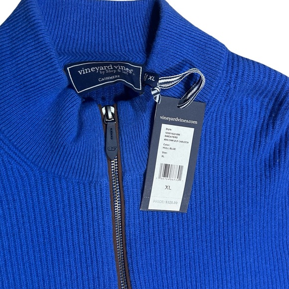 Vineyard Vines Hull Blue Charleston Cashmere Quarter-Zip Sweater - Picture 2 of 5